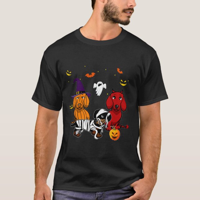 Camiseta Funny Dachshund Halloween disfraces Dachshund Love (Anverso)