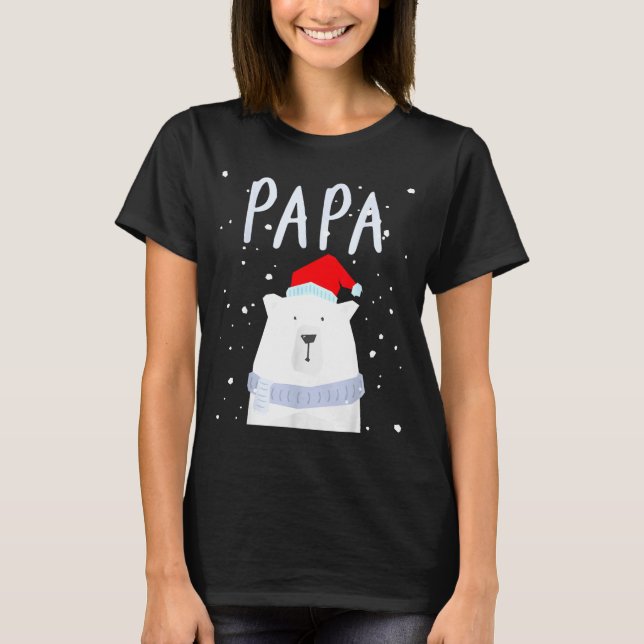Camiseta Funny Dad Bear Christmas Saint Hat Couples Family  (Anverso)