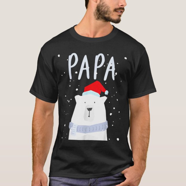 Camiseta Funny Dad Bear Christmas Saint Hat Couples Family  (Anverso)