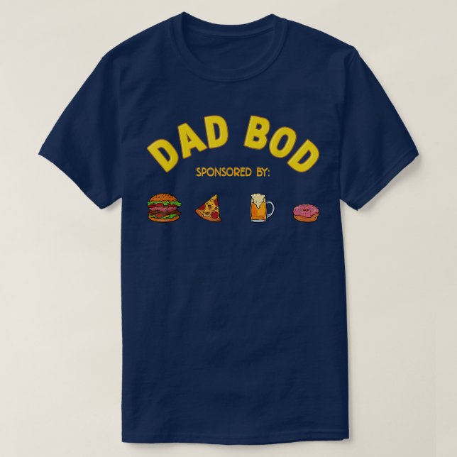 Camiseta Funny Dad Bod Patrocinado Por Burgers Pizza Beer D (Diseño del anverso)