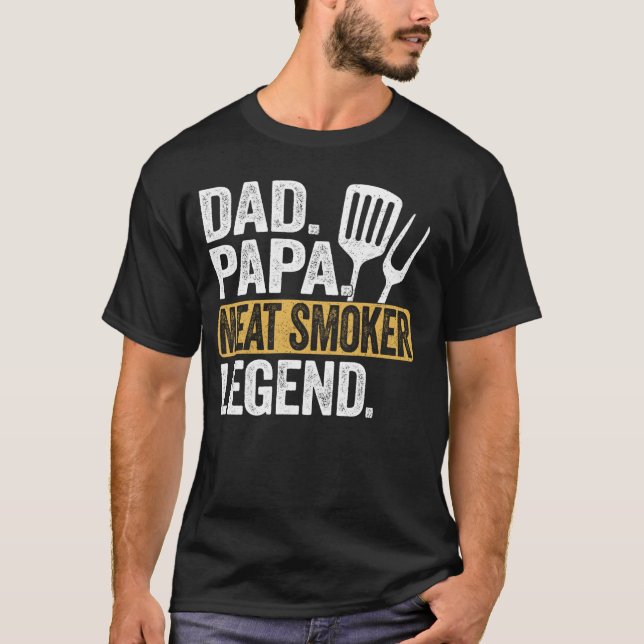 Camiseta Funny Daddy Papa Meat Smoker Legend Guay Retro (Anverso)