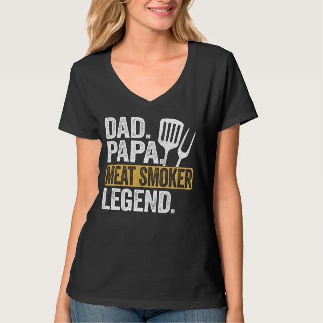 Camiseta Funny Daddy Papa Meat Smoker Legend Guay Retro (Anverso)