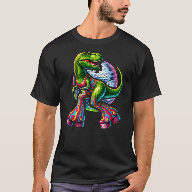 Camiseta Funny Dancing Dinosaur, Disco Dino Party, Dinosaur (Anverso)