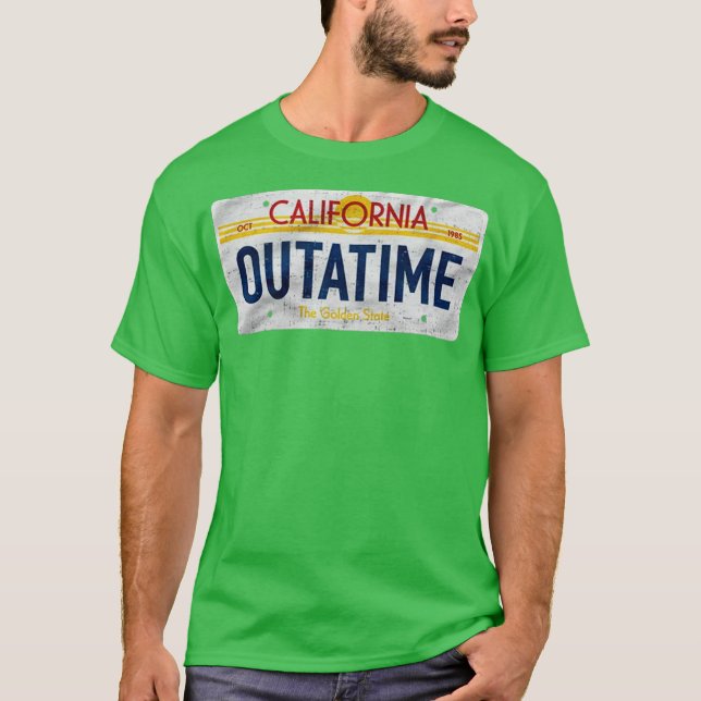 Camiseta Funny de la placa de licencia de Outatime (Anverso)