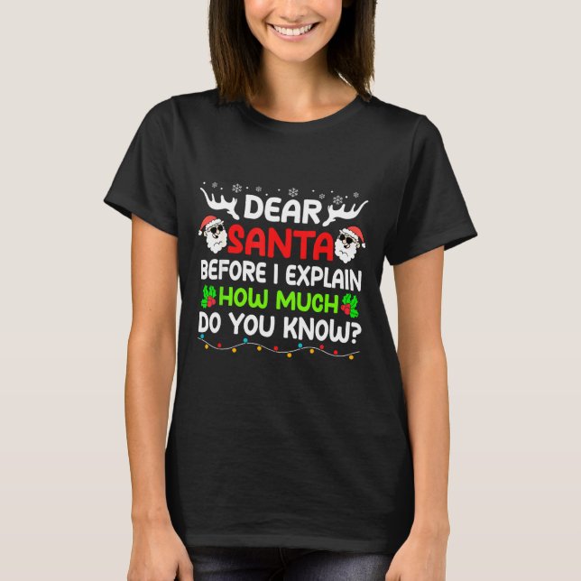 Camiseta Funny Dear Santa I Can Explain Christmas For Kids  (Anverso)