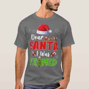 Camiseta Funny Dear Santa I Was Framed Christmas Candy Cane
