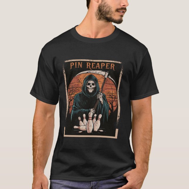 Camiseta Funny Death Bowling Grim Reaper Bowler Regalos Hom (Anverso)