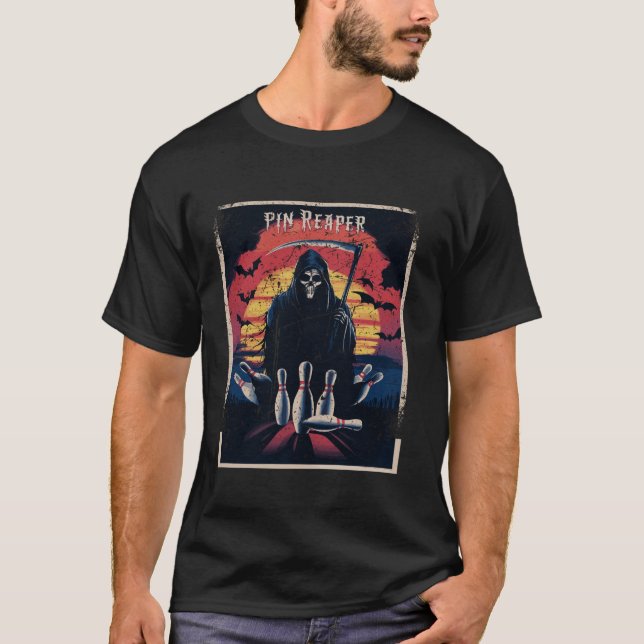 Camiseta Funny Death Bowling Grim Reaper Bowler Regalos Hom (Anverso)