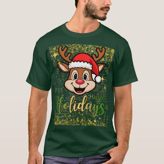 Camiseta Funny Deer Wire Happy Holidays (Anverso)