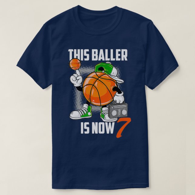Camiseta Funny del jugador de baloncesto de 7 años de edad  (Diseño del anverso)