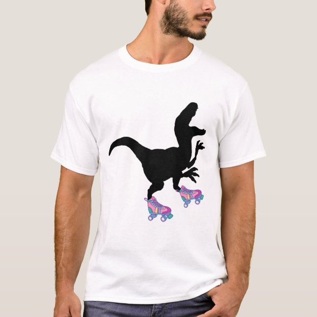 Camiseta Funny del patinaje sobre ruedas de dinosaurios T-r (Anverso)