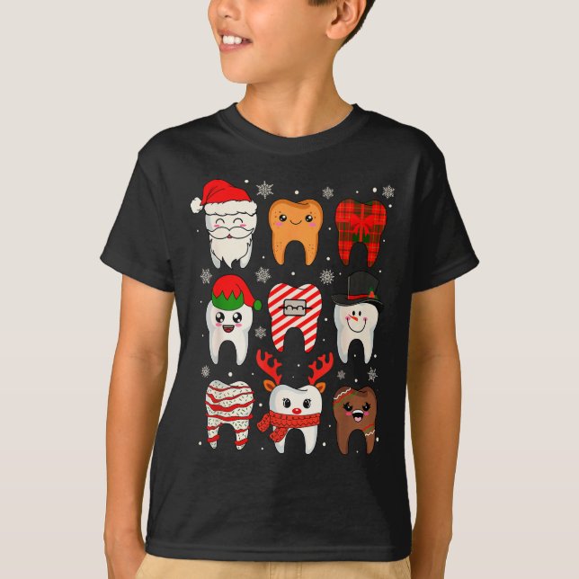 Camiseta Funny Dental Christmas Teeth Cute Xmas Dentist Squ (Anverso)