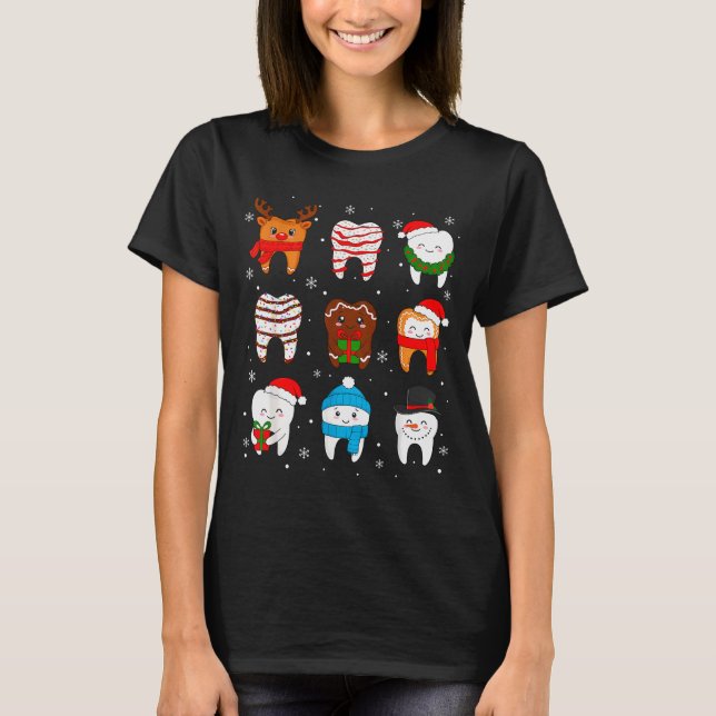 Camiseta Funny Dental Christmas Teeth Cute Xmas Dentist Squ (Anverso)