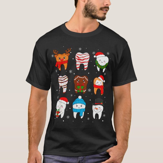 Camiseta Funny Dental Christmas Teeth Cute Xmas Dentist Squ (Anverso)