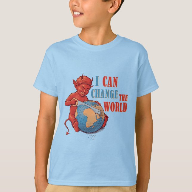 Camiseta Funny Devil Kid “I Can Change the World” (Anverso)