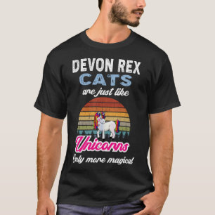 Camiseta Funny Devon Rex Cat Design Retro Unicorn Vintage