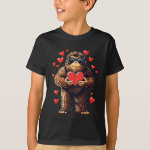 Camiseta Funny Día de San Valentín Bigfoot Heart Gafas de s