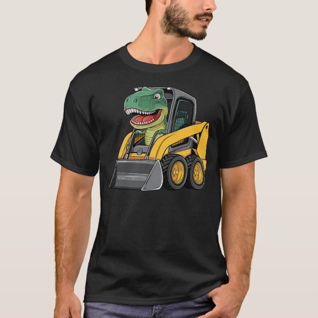 Camiseta Funny Dinosaur Construction Truck Excavator Kids B (Anverso)