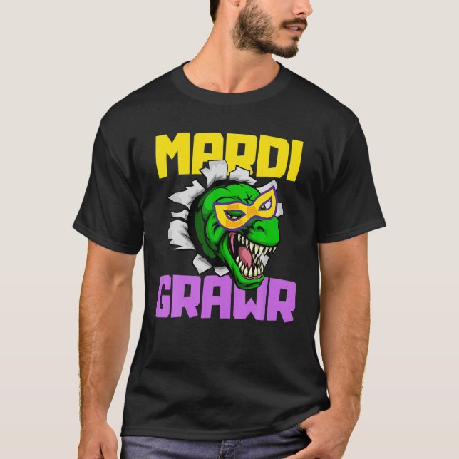 Camiseta Funny Dinosaur Mardi Gras Costume Essential (Anverso)