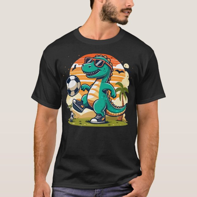 Camiseta Funny Dinosaur Playing Soccer (Anverso)