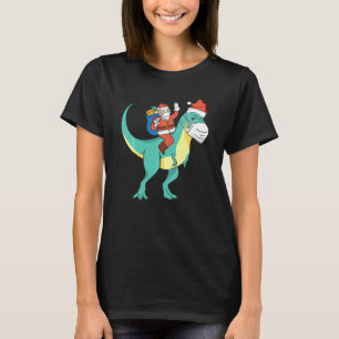 Camiseta Funny Dinosaur Santa Mask Cuarentena Navidades T R