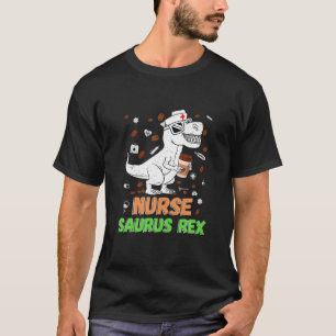Camiseta Funny Dinosaur Scrub Nurse Life Coffee RN Murse Nu