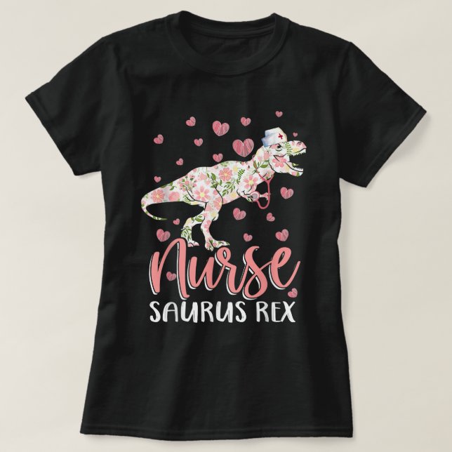 Camiseta Funny Dinosaur Scrub Nurse Life RN Enfermería LPN  (Diseño del anverso)