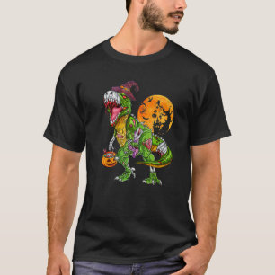 Camiseta Funny Dinosaur Skeleton Zombie Halloween Witch Gif