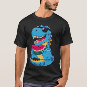 Camiseta Funny Dinosaur T Rex Comer sandía Verano Vaca