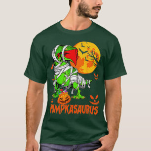 Camiseta Funny Dinosaur T Rex Mummy Pumpkin Halloween For K