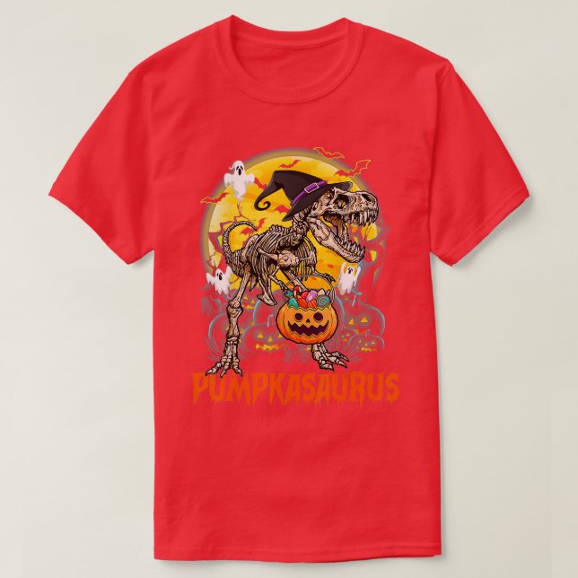 Camiseta Funny Dinosaur T rex Mummy Pumpkin Halloween para  (Diseño del anverso)