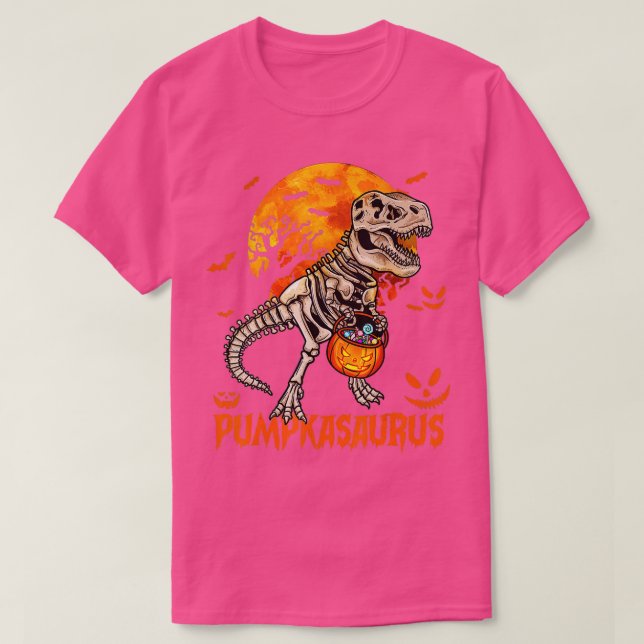 Camiseta Funny Dinosaur T rex Mummy Pumpkin Halloween para  (Diseño del anverso)