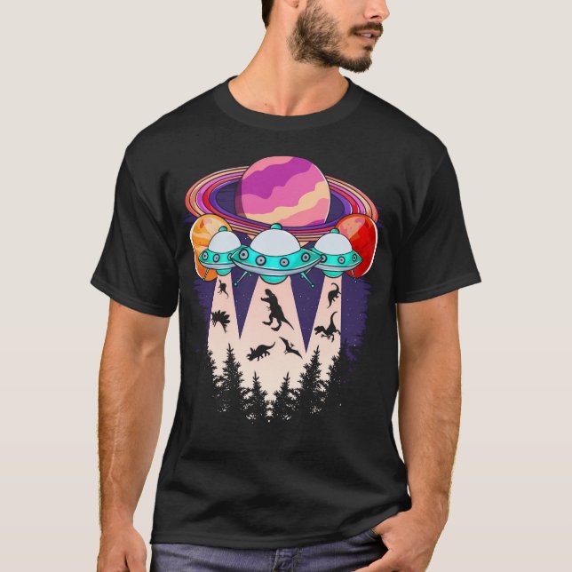 Camiseta Funny Dinosaur Ufo Lover Alien (Anverso)