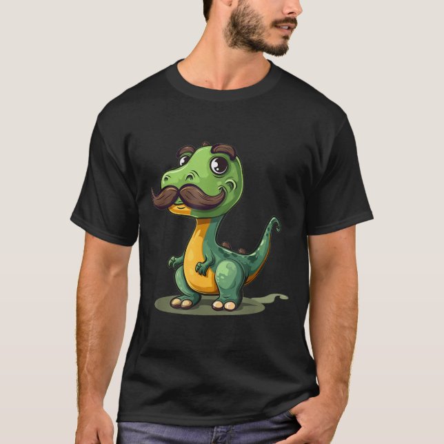 Camiseta Funny Dinosaur With Mustache Beard For Adults And  (Anverso)