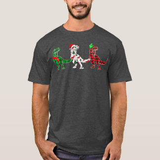 Camiseta Funny Dinosaur Xmas Tree Lights Red Plaid T Rex Ch