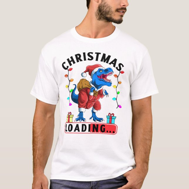 Camiseta Funny Dinosaurios Navidades T Rex presenta vacacio (Anverso)