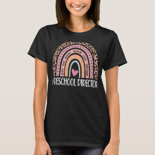 Camiseta Funny Director de Preescolar Rainbow Leopard Print