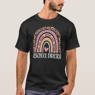 Camiseta Funny Director de Preescolar Rainbow Leopard Print