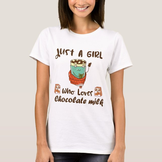 Camiseta Funny diseño de leche de chocolate kawaii para chi (Anverso)