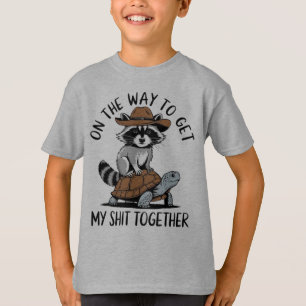 Camiseta Funny Diseño De Raccoon En El Camino A Conseguir M