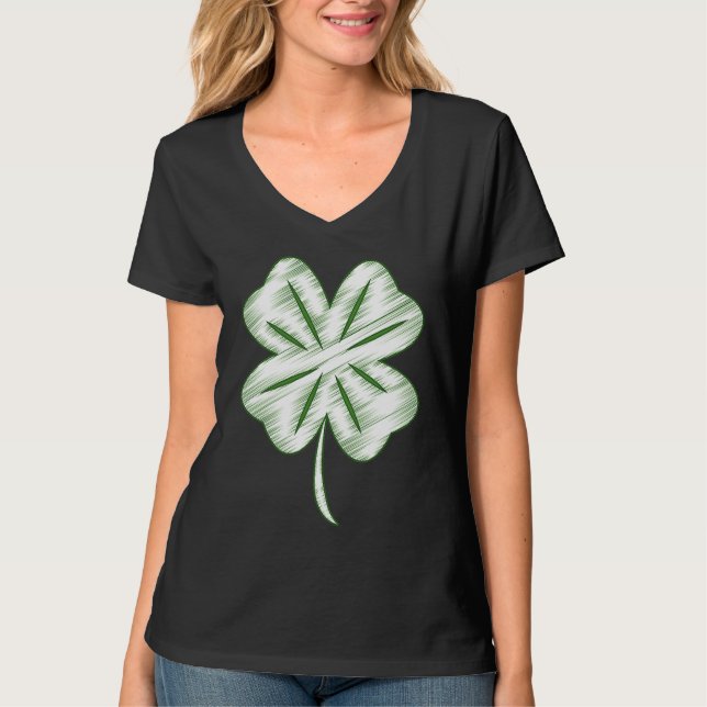 Camiseta Funny Distressed Four Leaf Clover St Patrick's Day (Anverso)