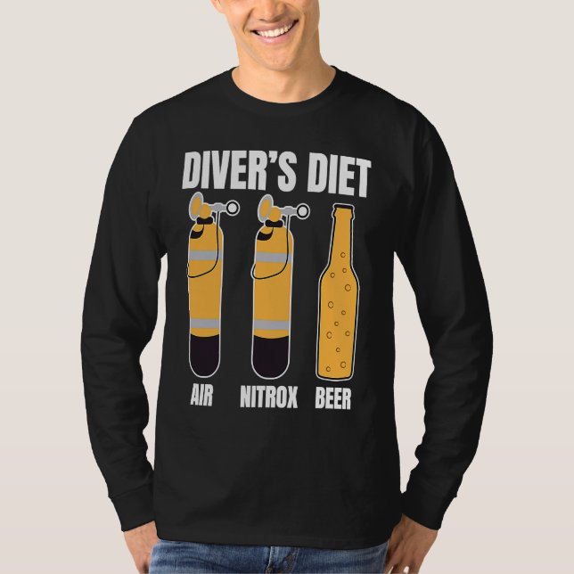 Camiseta Funny Diver Diet Beer Diving Water Sports T (Anverso)