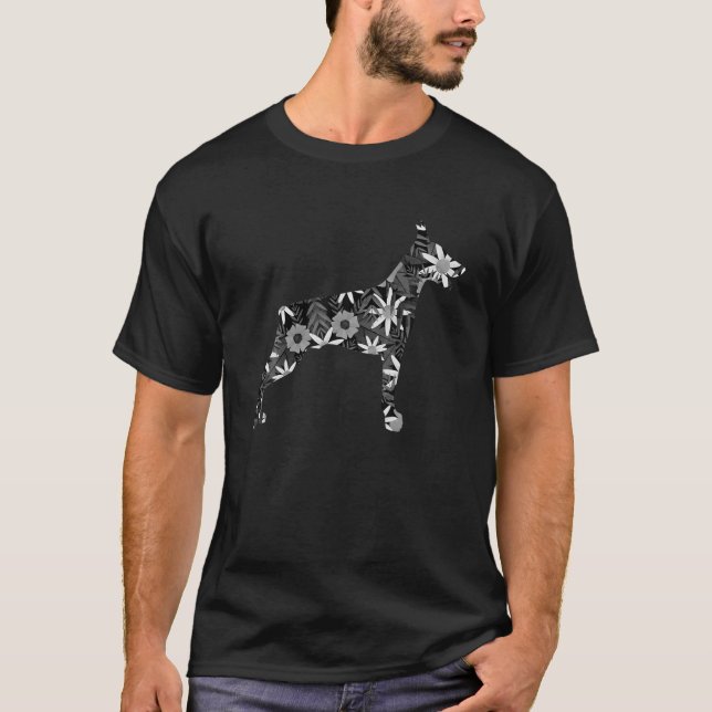 Camiseta Funny Doberman Art Para Hombres Mujeres Floral Dob (Anverso)