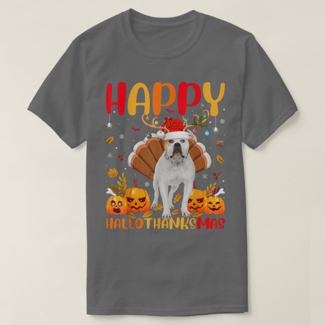Camiseta Funny Dog Lover Happy American Bulldog HelloThanks (Diseño del anverso)