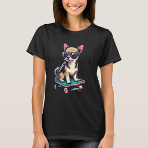 Camiseta Funny Dog Skateboarding Design Chihuahua Skateboar