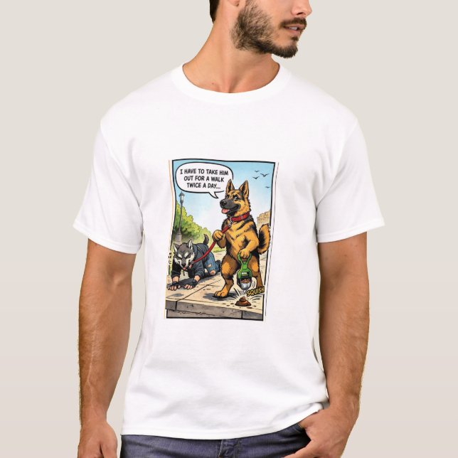 Camiseta Funny Dog Walking Human Comic Graphic T-Shirt (Anverso)