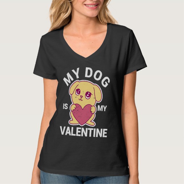 Camiseta Funny Dogs Lover Puppy Heart V Day My Dog Is My Va (Anverso)