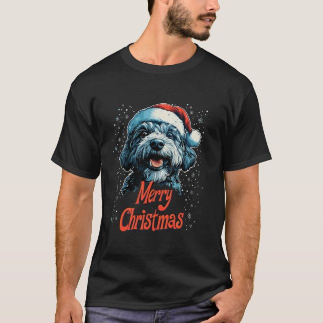 Camiseta Funny Doodle Santa Merry Christmas Goldendoodle Lo (Anverso)