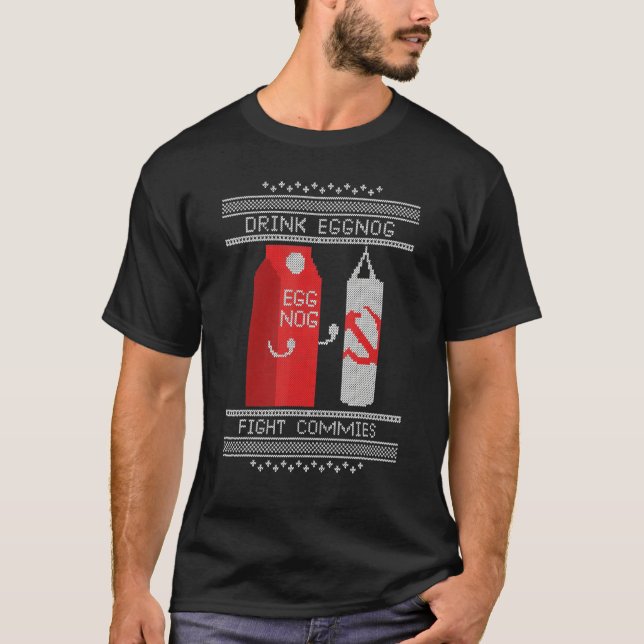Camiseta Funny Drink Eggnog Fight Commies Apparel (Anverso)