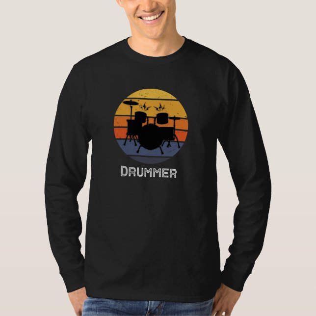Camiseta Funny Drummer Art Para Hombres Mujeres Tambor Set  (Anverso)